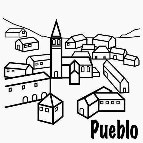 Dibujos de pueblos ciudades para colorear