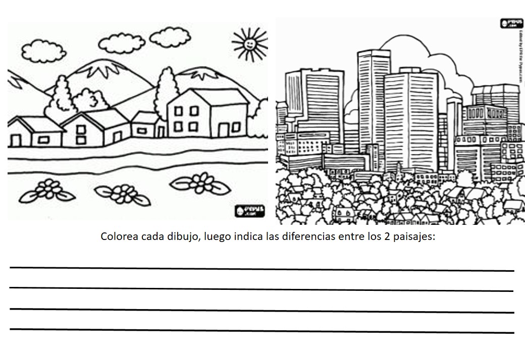 Dibujos de pueblos ciudades para colorear