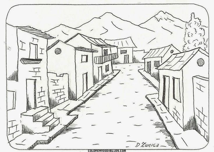 Dibujos de pueblos ciudades para colorear