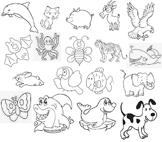 Dibujos de animales acuaticos terrestres aereos para colorear