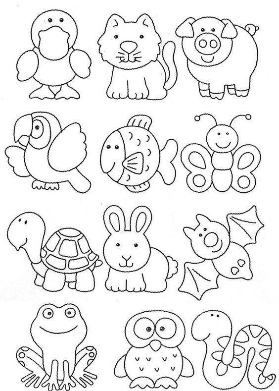 Dibujos de sencillos animales para colorear