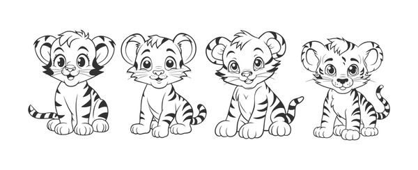 Dibujos de tigres bebes para colorear