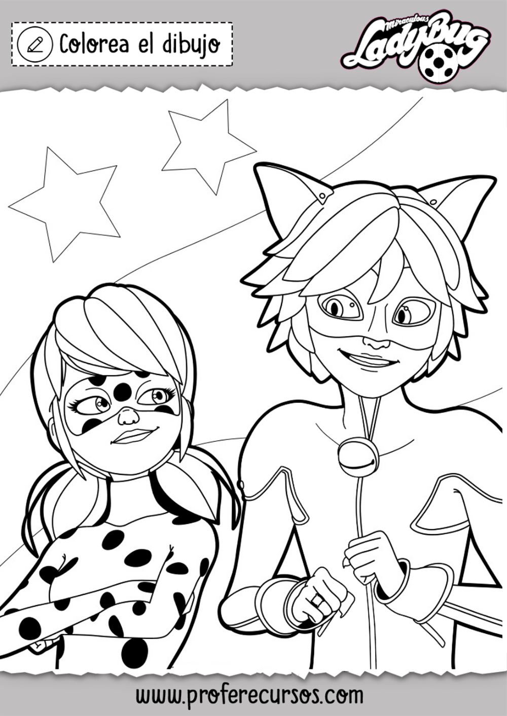 Dibujos de ladybug cat noir para colorear | vsun