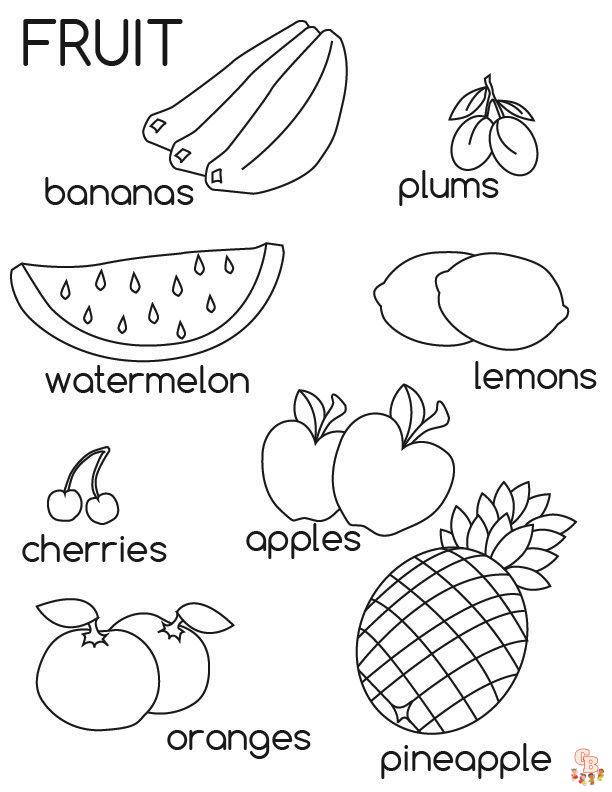 Dibujos De Frutas Nombres Para Colorear Vsun 0358