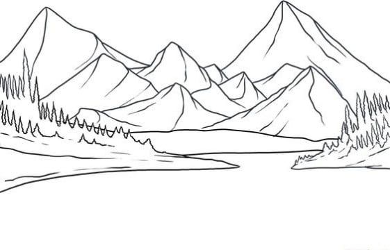Dibujos de paisaje montañas para colorear