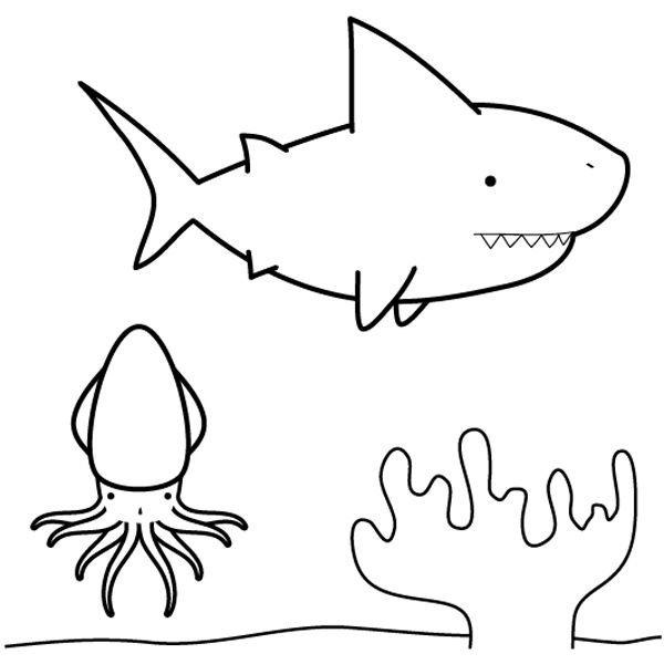 Dibujos de tiburon infantil para colorear